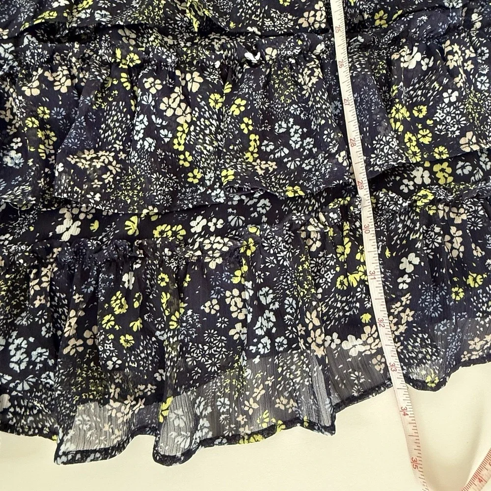 Women's Blue Floral Mini Dress Size Small Sleeveless Mock Neck Fit & Flare Party